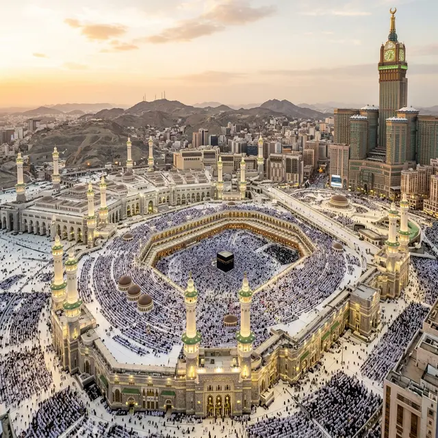Aerial view of the Holy Mosque and Kaaba